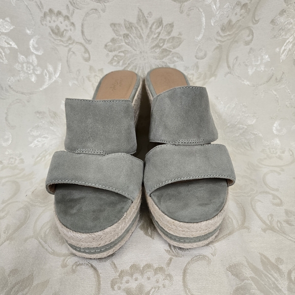 Crown Vintage Womens CV-Erasin Leather Espadrille Wedge Sandal Bayleaf Size 10 - Picture 2 of 9